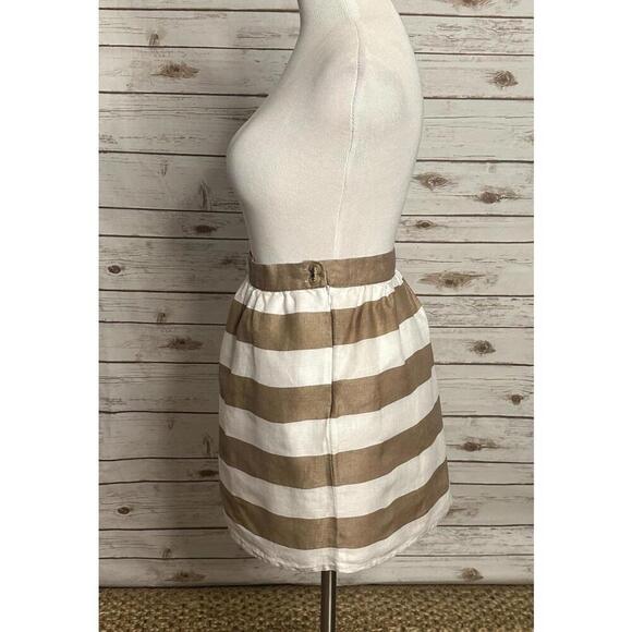 Cynthia Rowley tan/white striped linen bubble skirt Size 10 - Picture 2 of 5